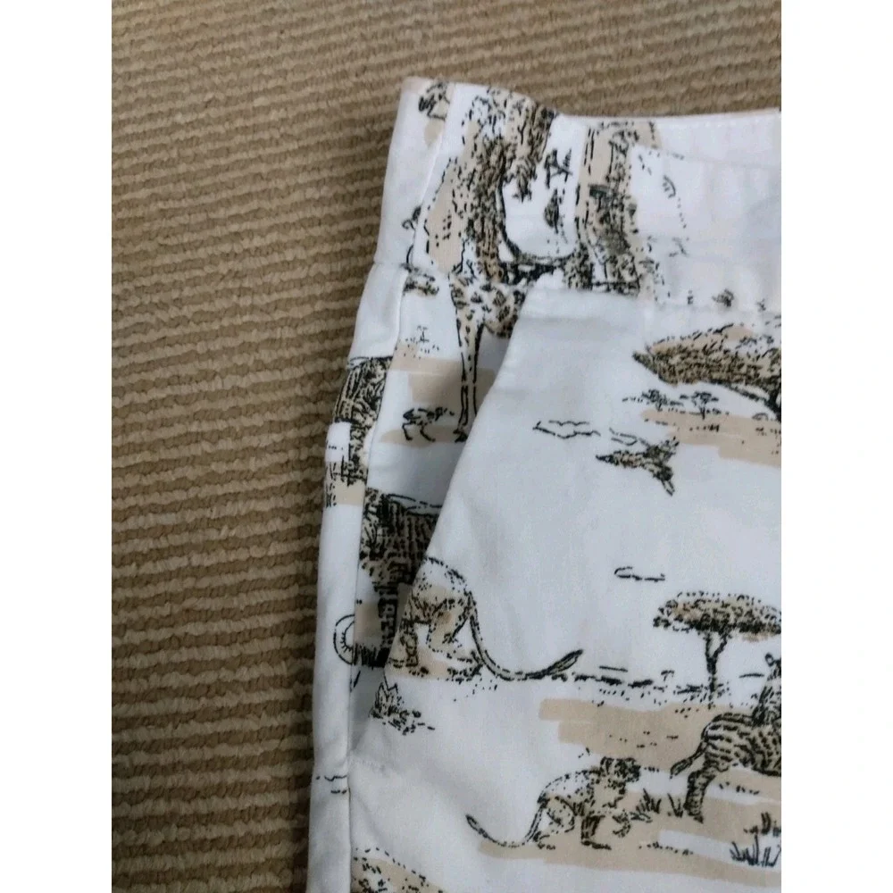 BANANA REPUBLIC Factory Giraffe Safari Print Chino Short White Tan Sise‎ 4